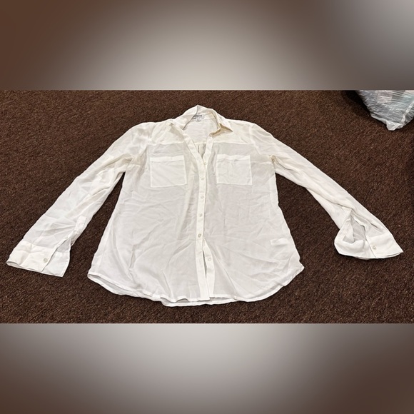 Express The Portofino Shirt Womens Button Up Sheer Casual Top Medium - Picture 1 of 3